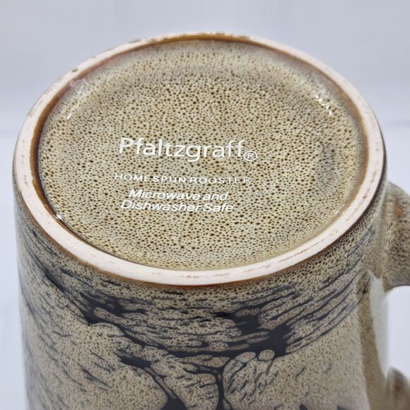 Pfaltzgraff Homespun Rooster Set of 2 Mugs Ceramic Beige Brown Farmhouse - Picture 7 of 7